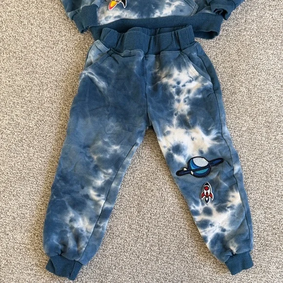 Lola + the Boys Blue Tie-Dye Space Hoodie and Joggers Set - Picture 5 of 5